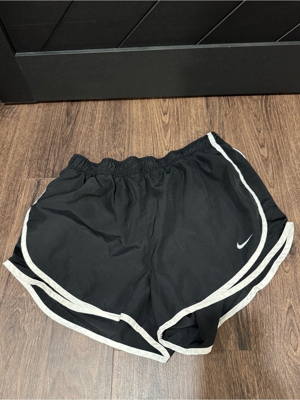 Nike Women's Black Athletic Shorts with White Piping